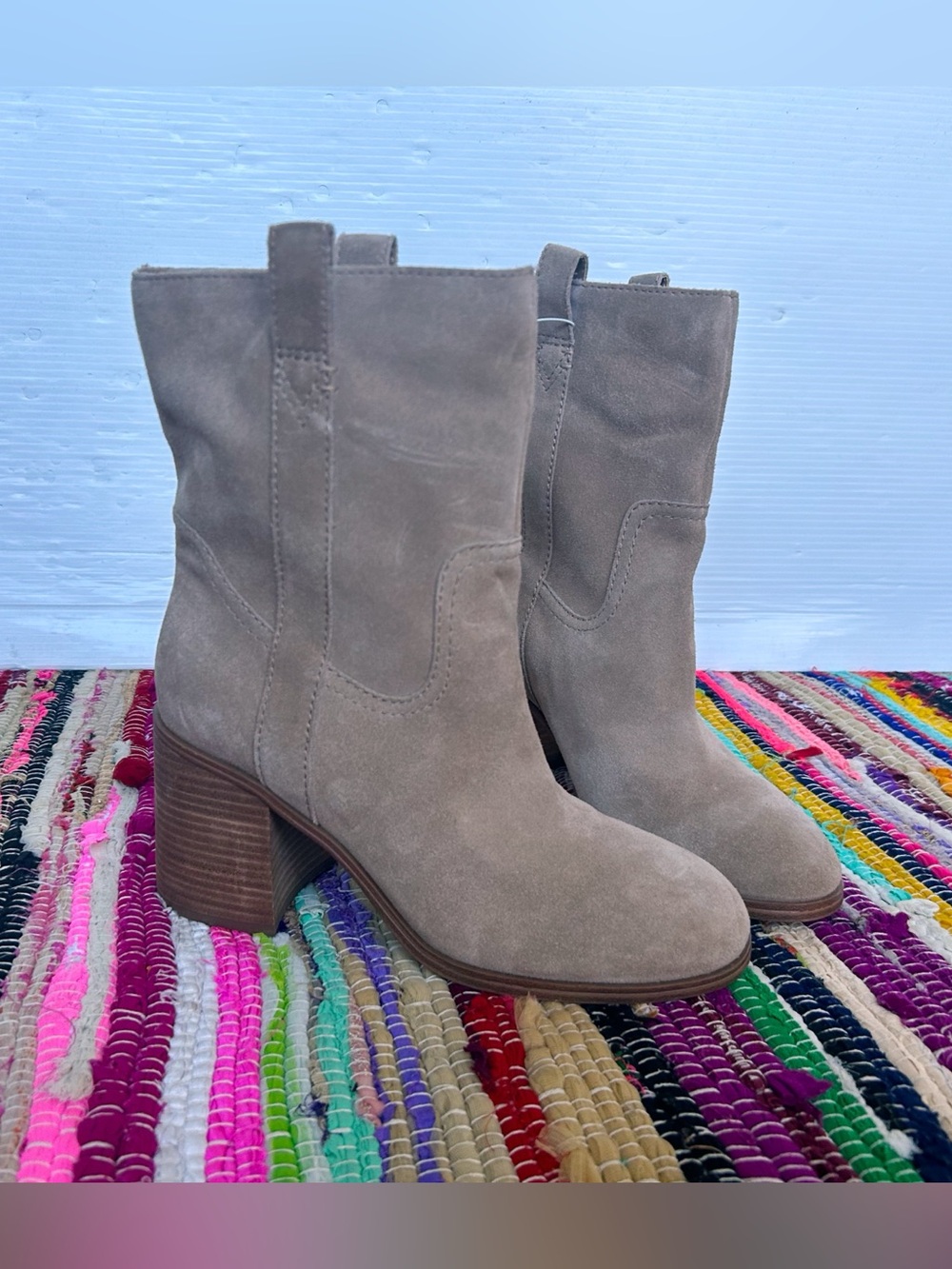 sz 10 SOLE SOCIETY Rachill Tawny Brown Oiled Suede Leather Ankle Boots tan nwot - Picture 6 of 11
